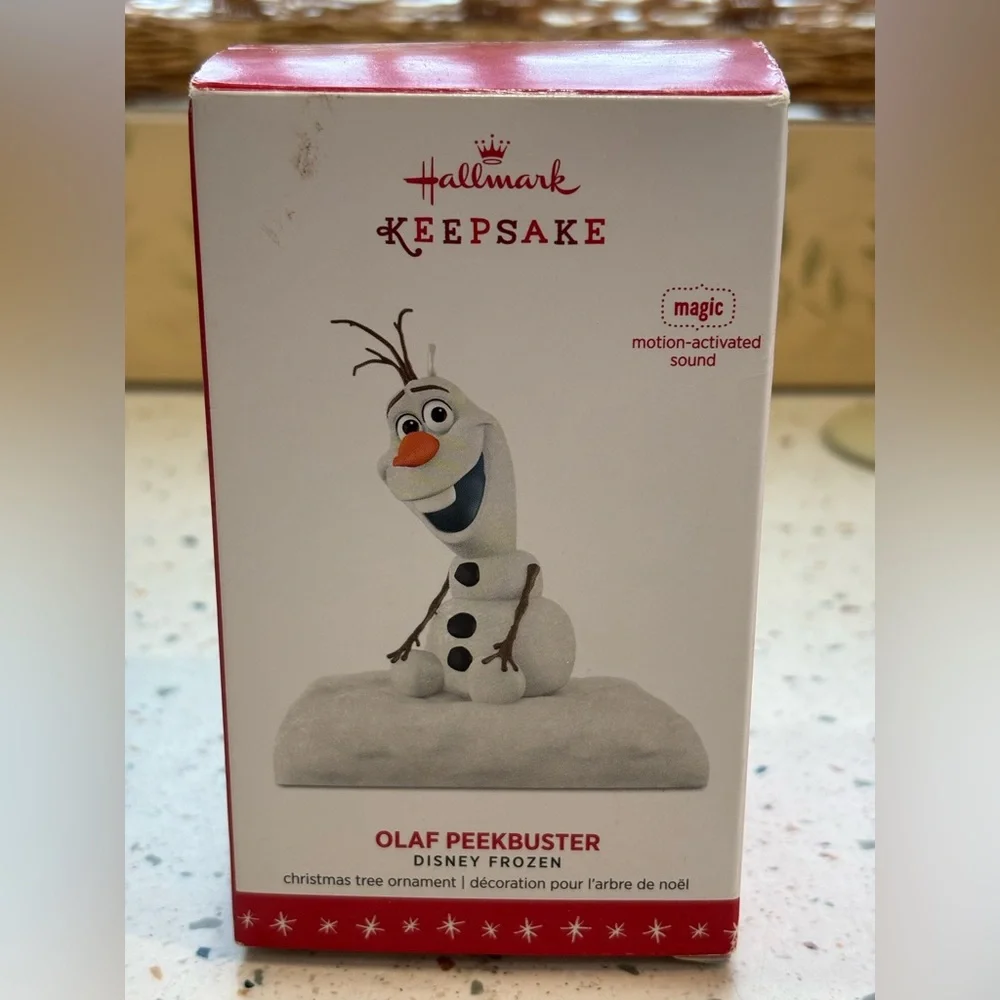 Hallmark Keepsake Olaf Peekbuster Ornament 2016 Disney‎ Frozen Activated Sound